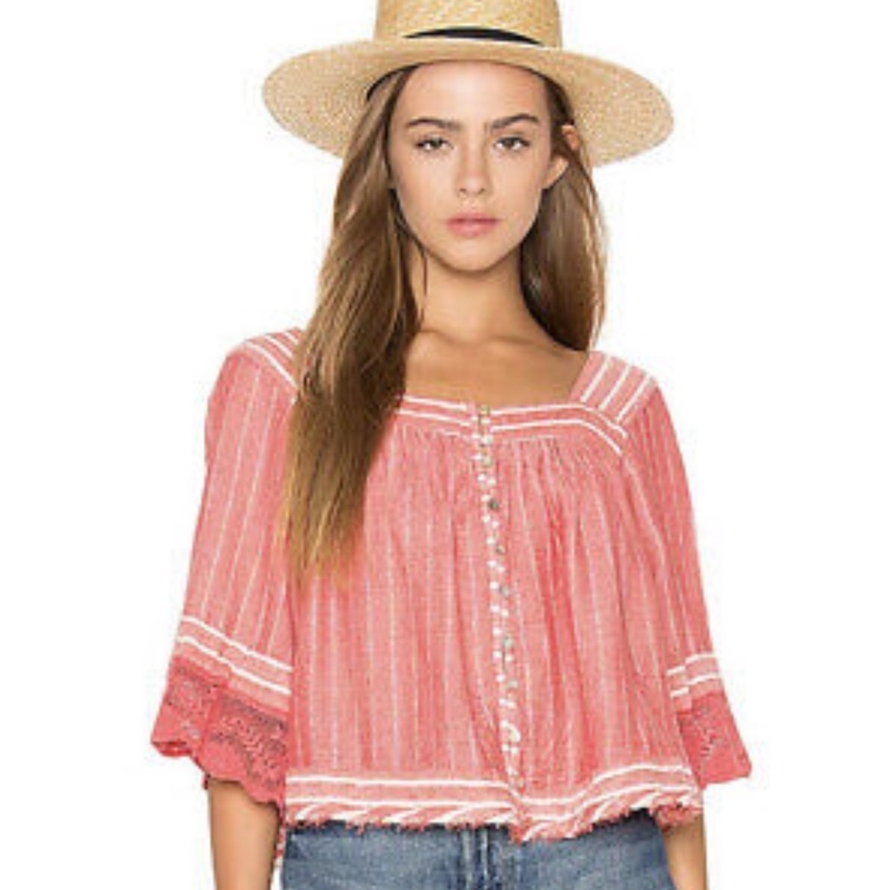 Free People See Saw Top With Glitter Thread Detailing Size XS